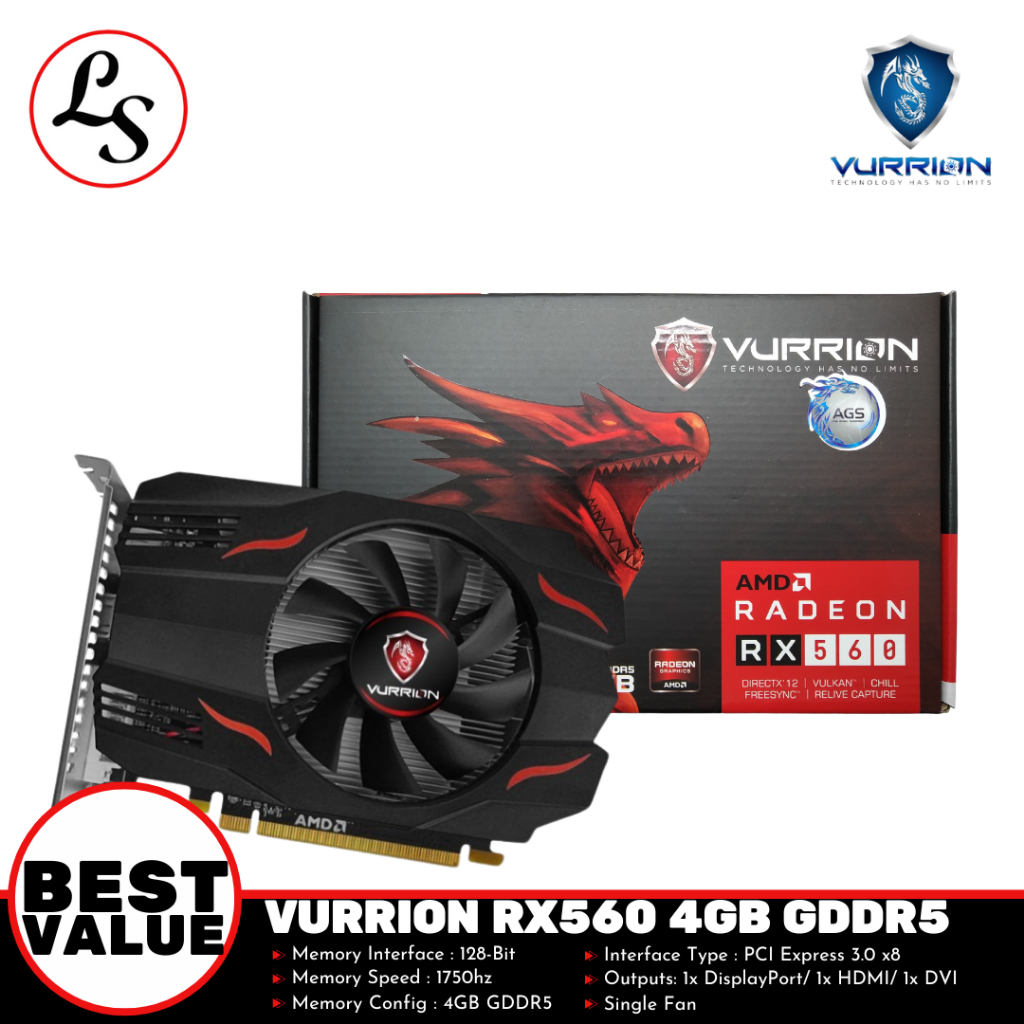 VURRION VGA RX560 / RX 560 4GB GDDR5 128BIT