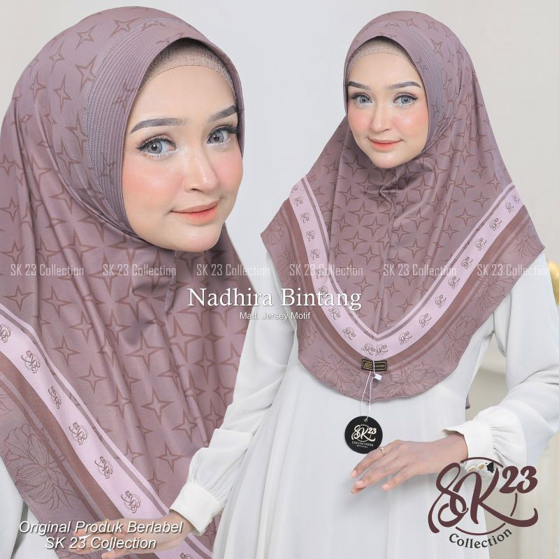 JILBAB INSTAN NADHIRA BINTANG MOTIF HIJAB DAILY BERGO PED ANTEM ORI SK23