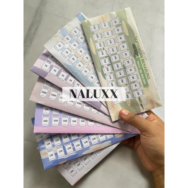 

NALUXX.CO - TANTANGAN MENABUNG ISI 12Pcs AMPLOP SAVED MONEY CHALLANGE ECER