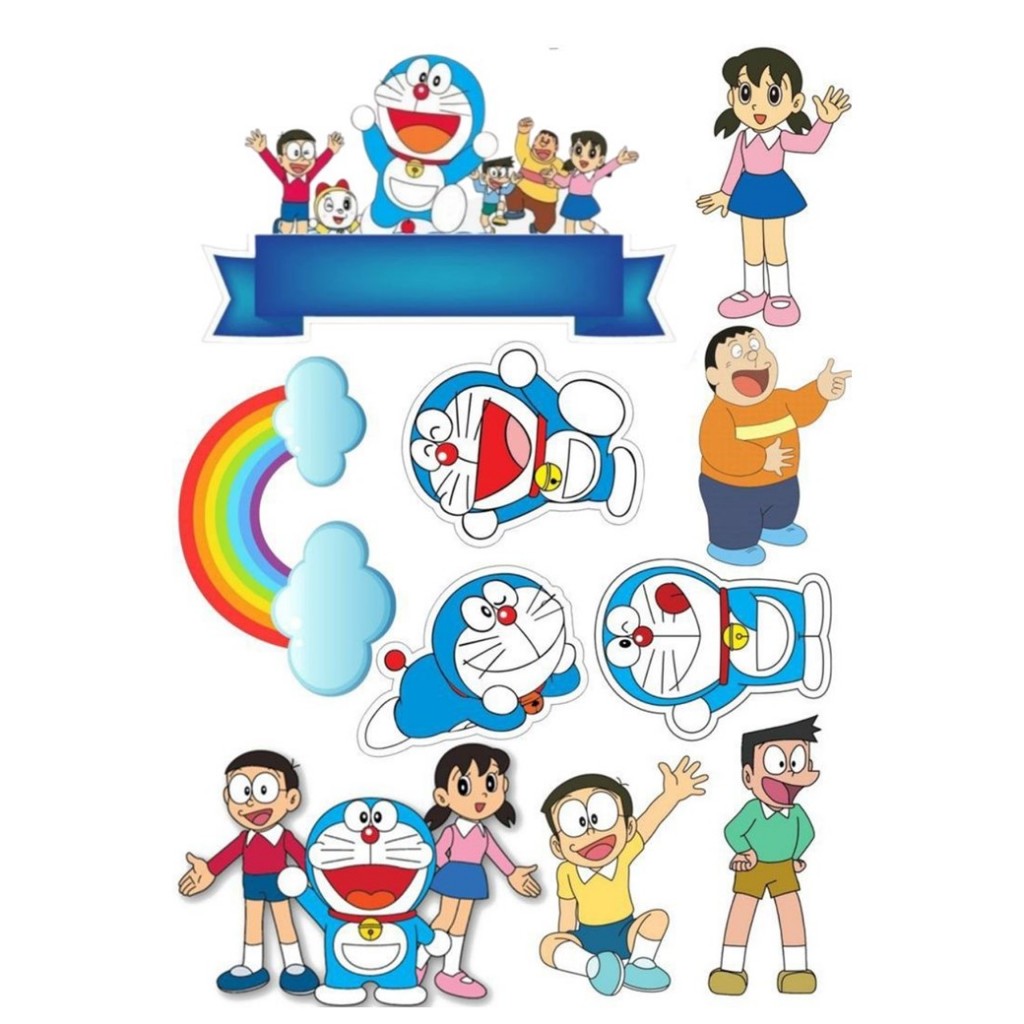 [Part 2] Topper tema DORAEMON / Topper Doraemon Cake Ultah Free Custom NAMA