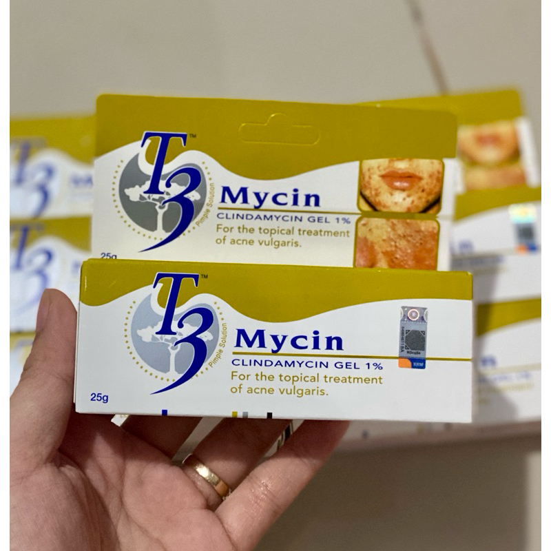 T3 MYCIN CLINDAMYCIN GEL 1% 25g ORIGINAL MALAYSIA SOLUSI KULIT BERJERAWAT GEL CREAM MENGHILANGKAN ME