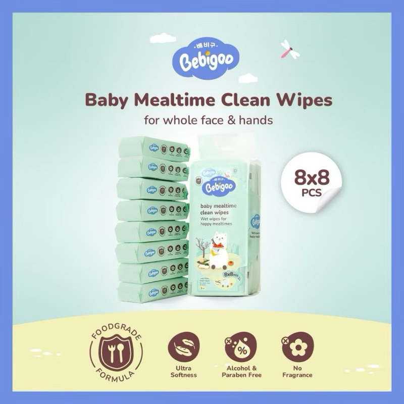 Tissue basah Bebigoo wet wipes 8x8 pcs Food grade