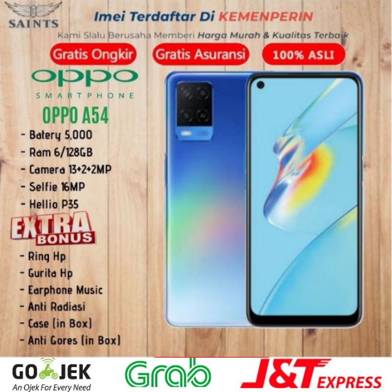 OPPO A54 Ram 6GB Memory 128GB 6/128GB  Garansi Resmi OPPO 1 Tahun - New Original Segel