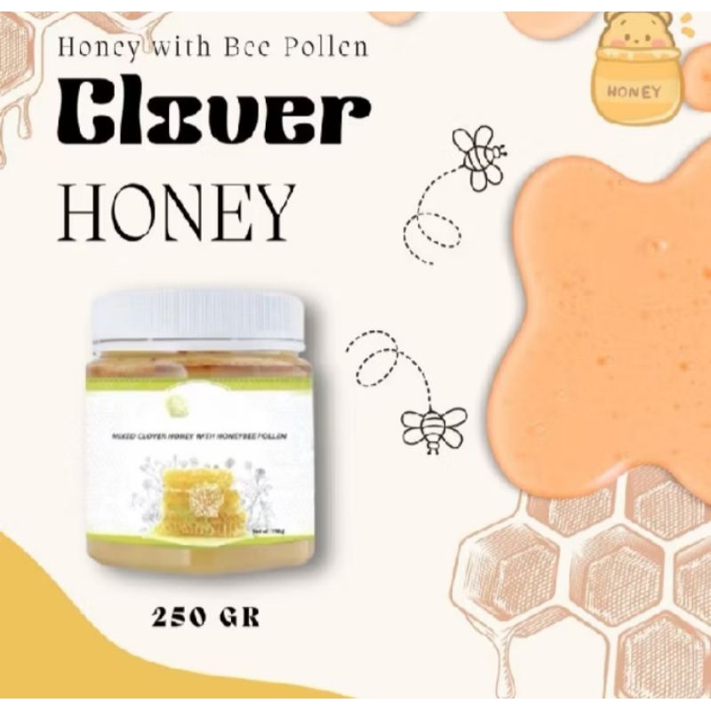 

madu clover honey 250gr exp 2028 free sendok kayu