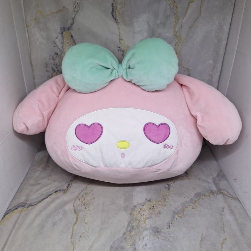 Sanrio My Melody Kuromi Heart Mochimochi Face Cushion Plush EIKOH