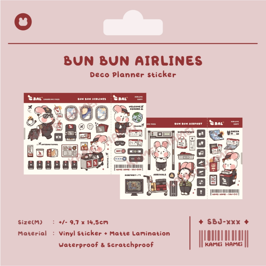 

Bun Bun Airlines | Kamei Hamei Deco Planner Sticker