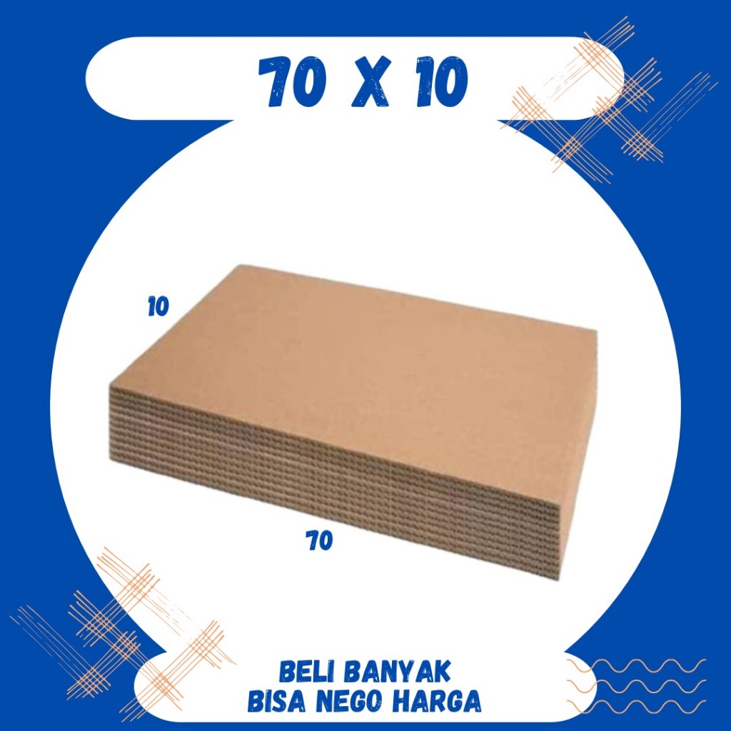 

Kardus Lembaran 70x10 / 60x10 / 50x10 / 40x10 Sheet Polos Single Wall Packing Karton Coklat Warna Packing