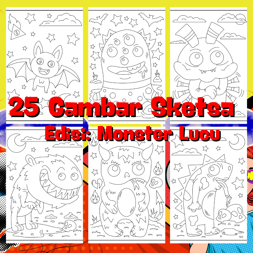 

Sketsa Gambar | 25 Gambar Digital Monster Lucu | Ready To Print