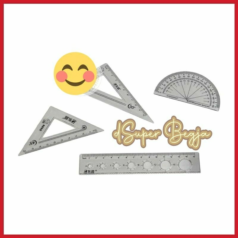 

PENGGARIS RULER SET ISI 4 / GARISAN SET (Penggaris Panjang Busur Segi Tiga)