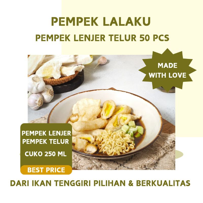 

PAKET PEMPEK LENJER & TELUR ISI 50 Pcs / PEMPEK IKAN TENGGIRI / PEMPEK KHAS PALEMBANG