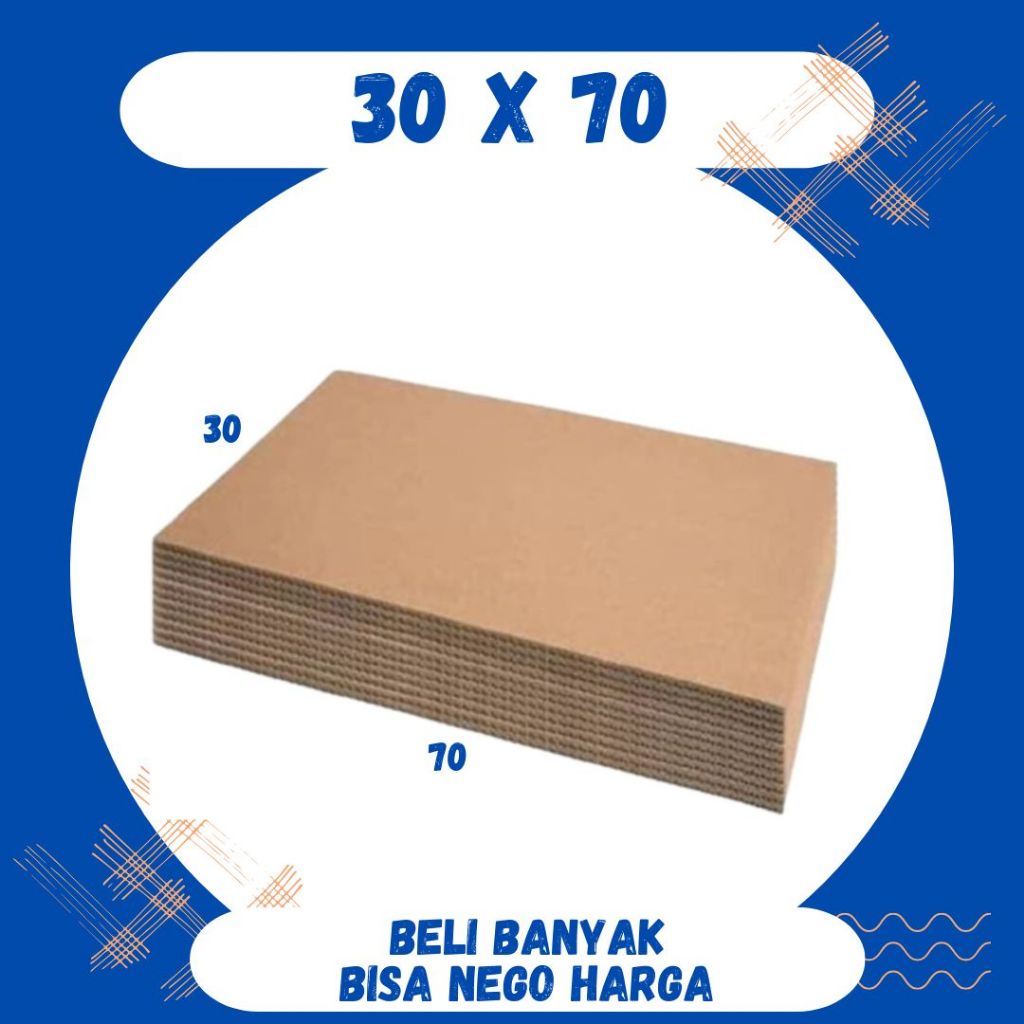 

Kardus Lembaran 30x70 / 20x70 / 10x70 Sheet Polos Single Wall Coklat Karton