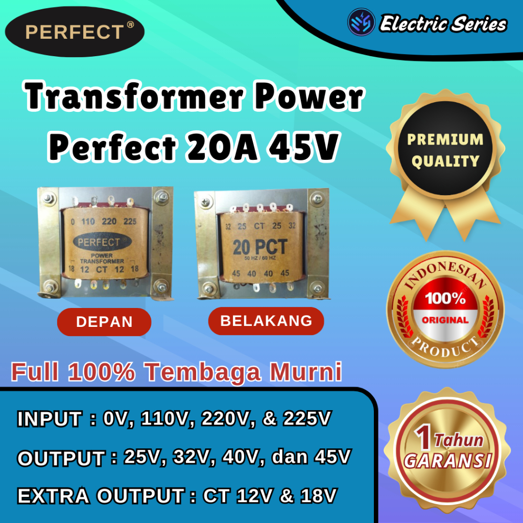 Transformer Power Perfect 20A CT 45V - Trafo / Travo 20A CT 45V TEMBAGA MURNI