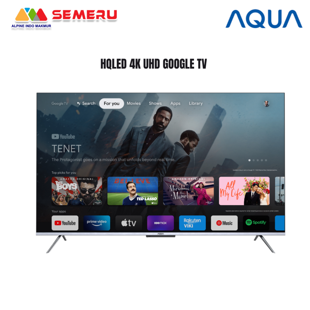 AQUA TELEVISI HQLED 4K UHD G0OGLE TV 43 INC AQT-43P750UX / 50 INC AQT-50P750UX / 55 INC AQT-55P750UX