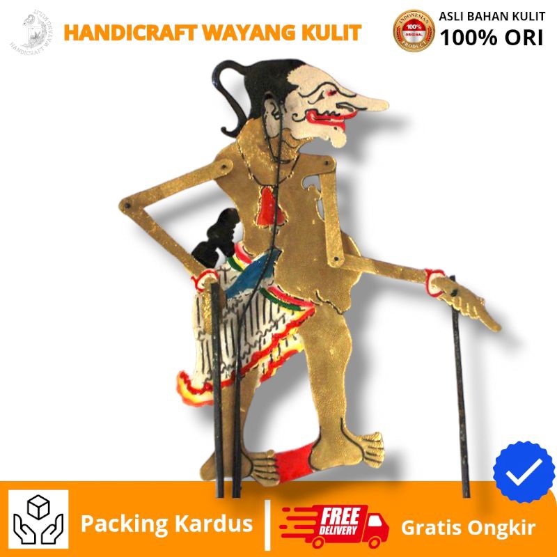 HANDICRAFT WAYANG KULIT | Wayang Kulit Asli Mini Petruk Ukuran 30cm