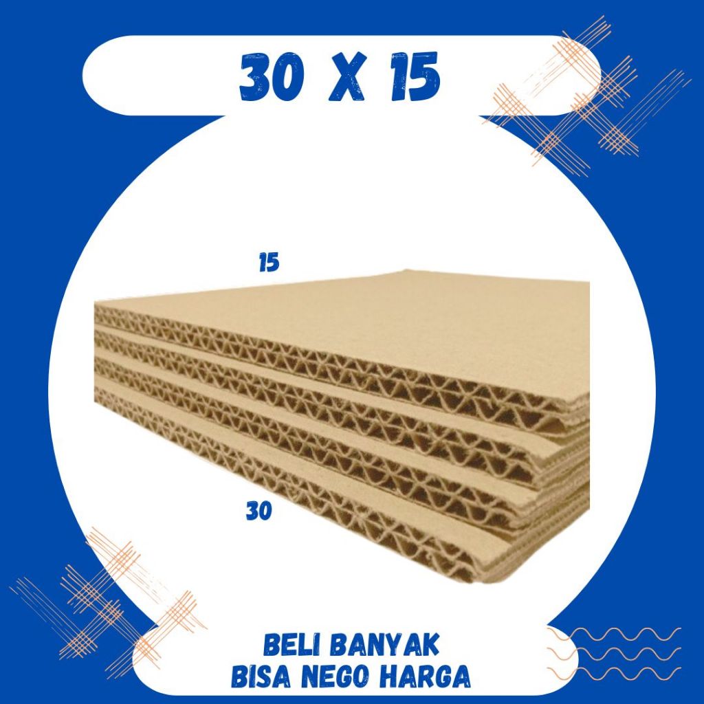 

Kardus Lembaran 30x15 / 20x15 Sheet Polos Double Wall Coklat Karton