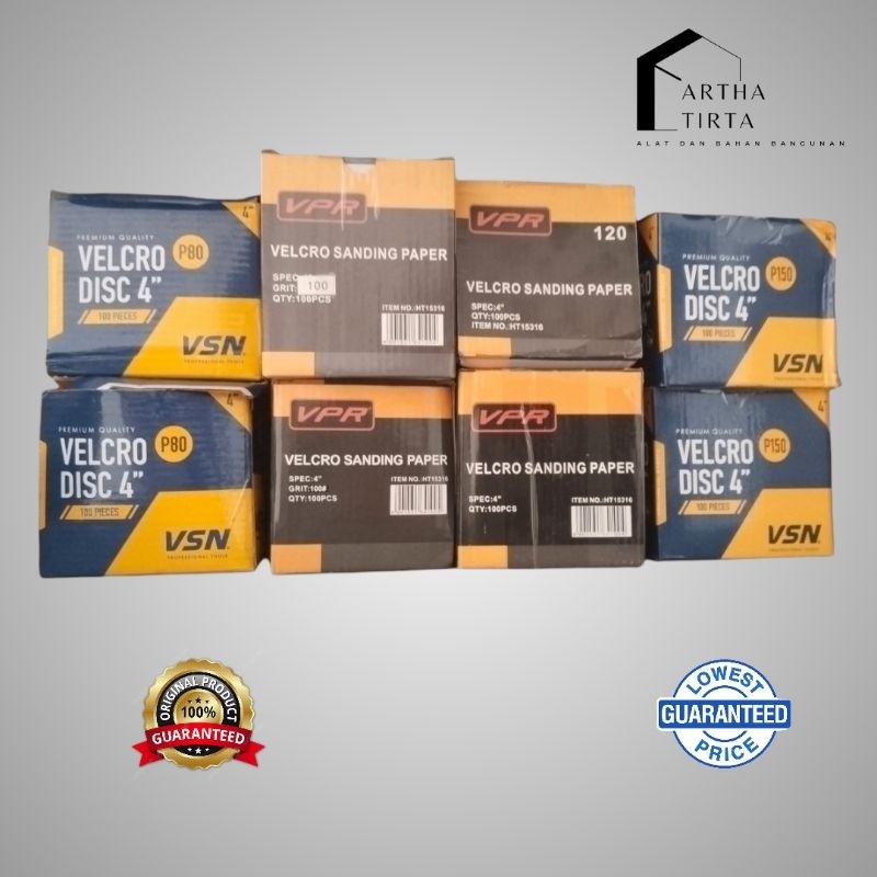 [1 BOX] Amplas Bulat Velcro 4 inch | Ampelas Bulat 4" grit 80 100 120 150 180