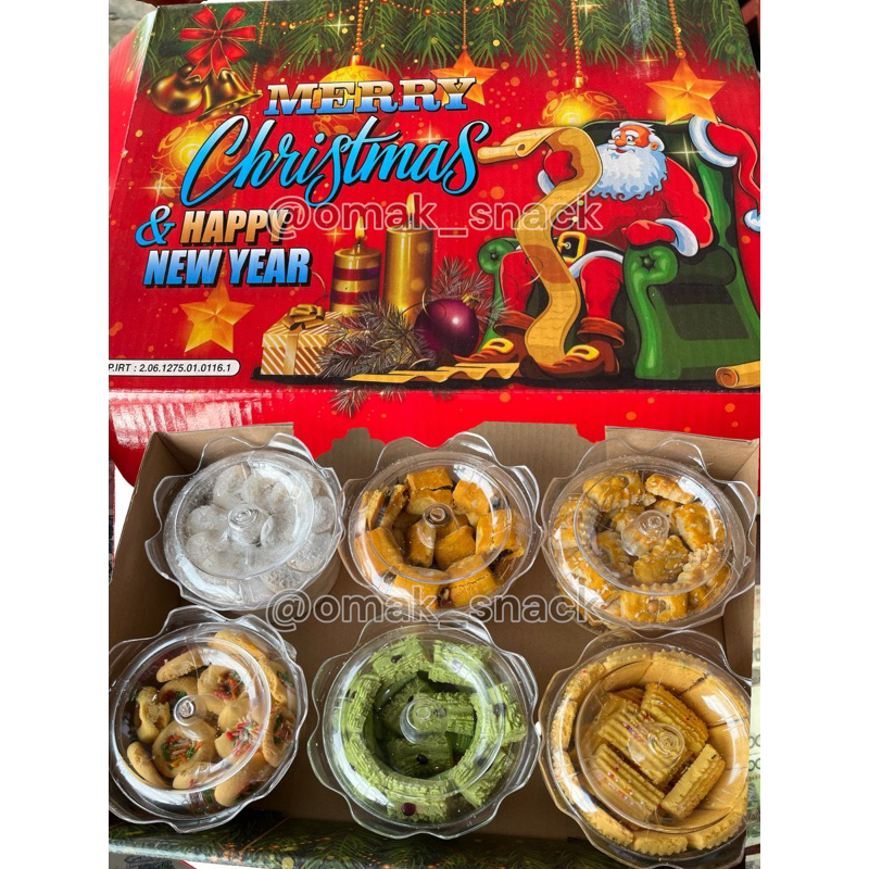 

KUE NATAL MERRY CHRISTMAST 1 KOTAK ISI 6 KUE