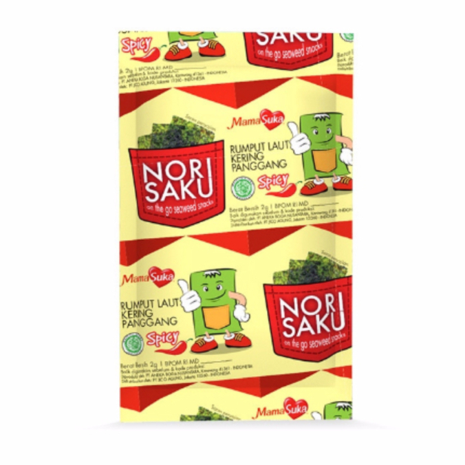 

Nori Lembaran Halal Mamasuka Nori Saku Rumput Laut Sachet Camilan Rasa Pedas