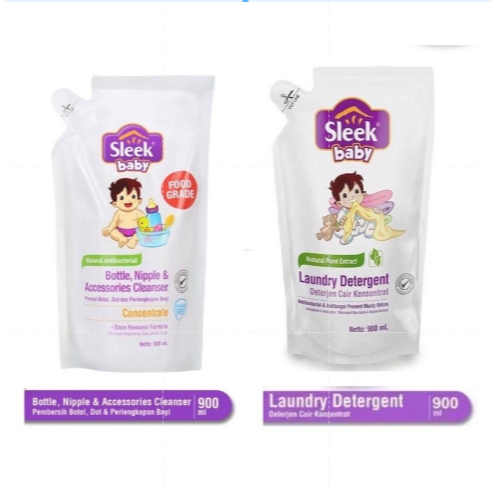 Sleek baby laundry detergent refill 900 ml slek sabun cuci botol isi ulang Deterjen Bayi  Anti Bau