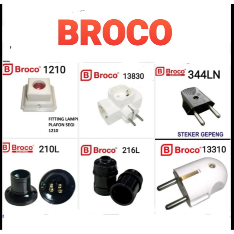 Broco 100% Original SNI Steker Arde Bulat, gepeng,Steaker Arde On Off lampu,Steaker T Arde,E27 Fiiti