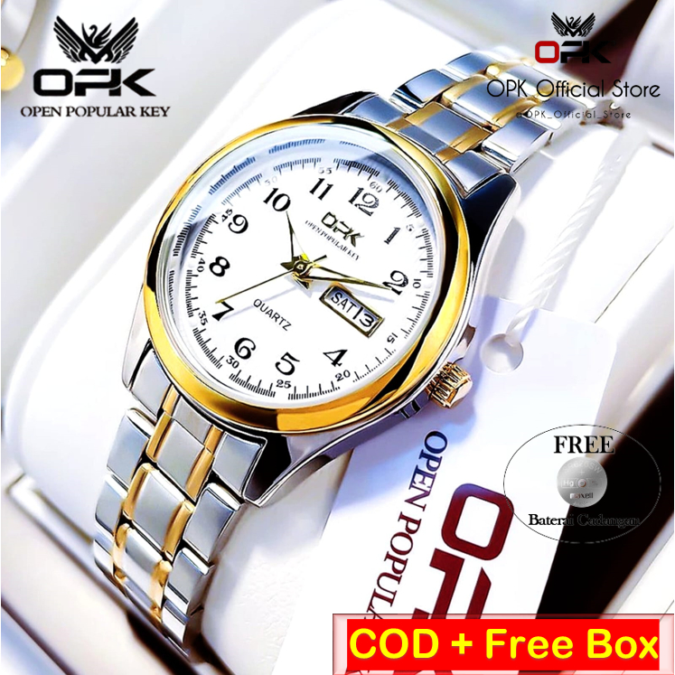 Jam Tangan Wanita OPK 8110 Anti Air Original 100% Luminous Stainless Steel Quartz Women Watch COD