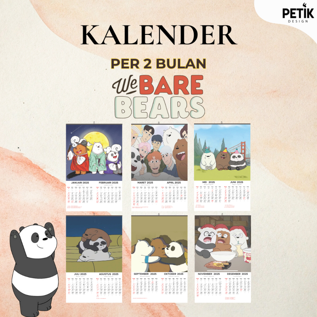 

Kalender Dinding We Bare Bears 2025 6 Lembar Klem