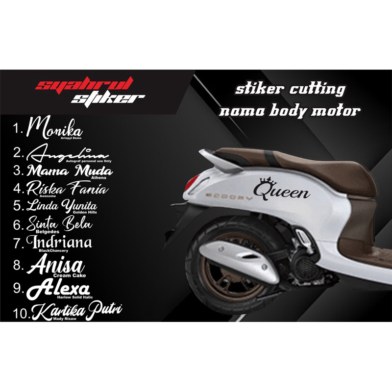 STICKER NAMA MOTOR SCOOPY 2PCS/sepasang