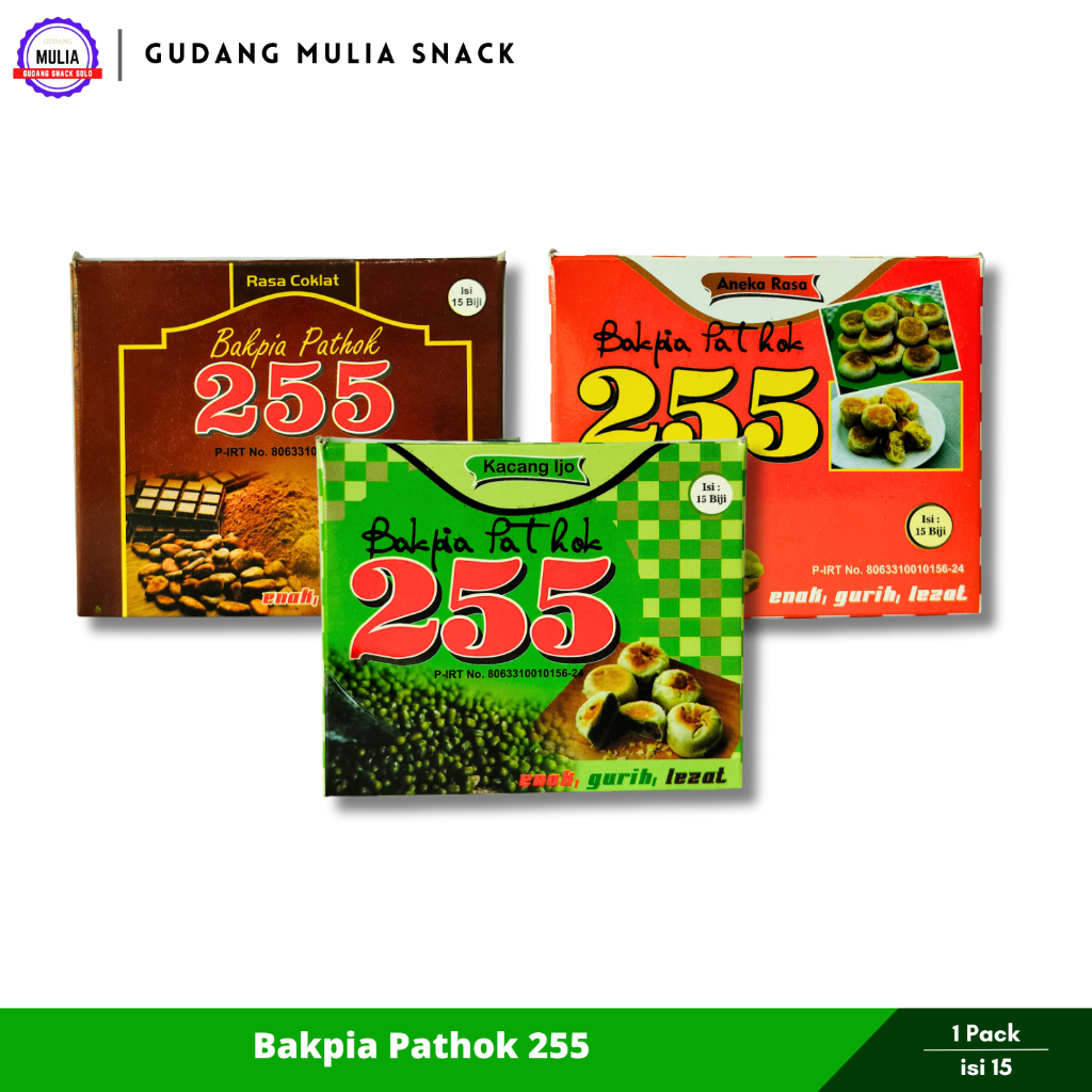 

Bakpia Pathok 255 isi 15 Aneka Rasa Kacang Ijo Coklat