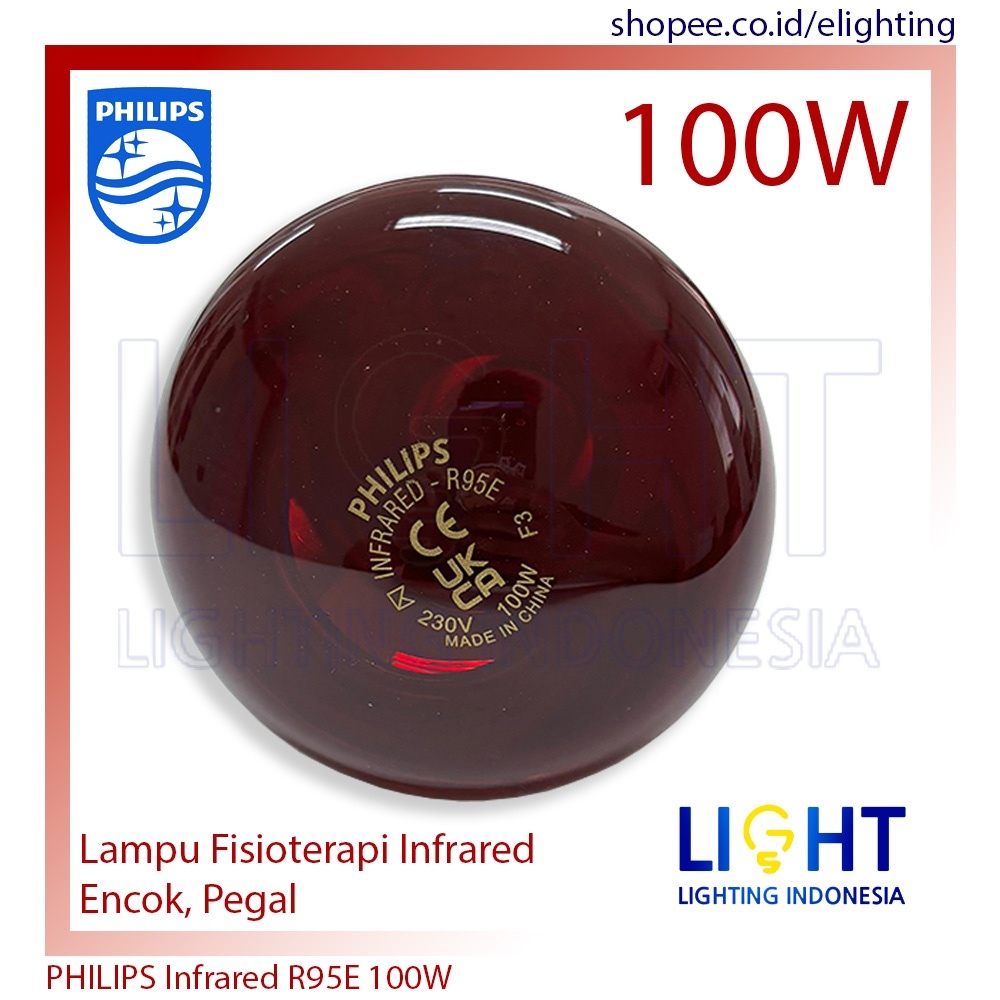 Lampu Infrared PHILIPS InfraPhil R95E IR 100W E27 230V RED Lampu Encok Terapi Fisio terapi