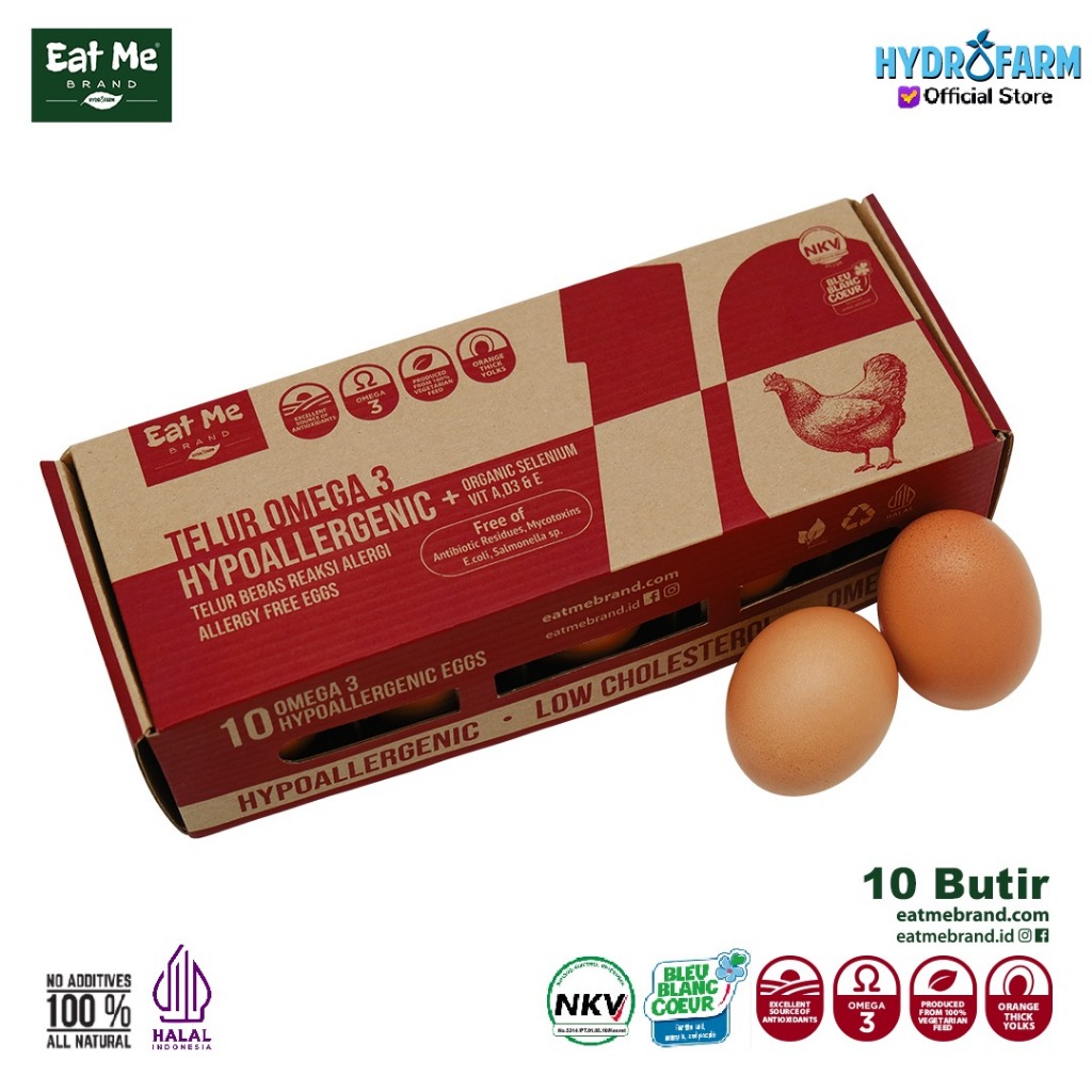 

Eat Me Brand - Telur Hypoallergenic Omega Eggs / Telur Bebas Reaksi Alergi Free Eggs