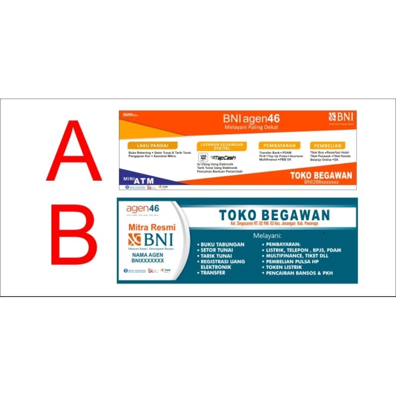 cetak spanduk banner BNI AGEN 46 47  konter warung