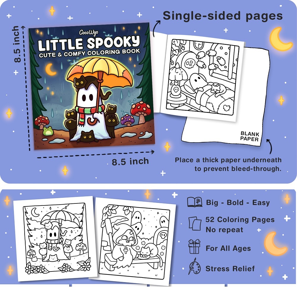 IK6 Spooky Cutie,Coloring Book Paperback Buku lukisan ,Buku Mewarnai untuk Menghilangkan