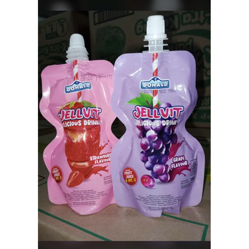 

Donald Jellyvit Jelicious drink ( Strawberry & Grape ) 130ml (bundling 5pcs)