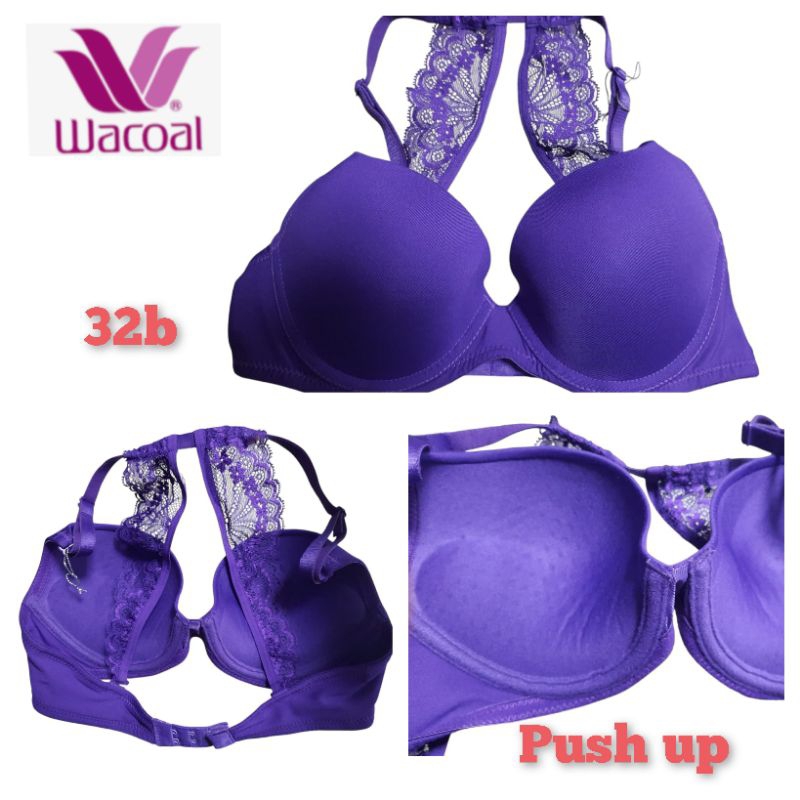 bra wacoal push up size 32b biru ungu