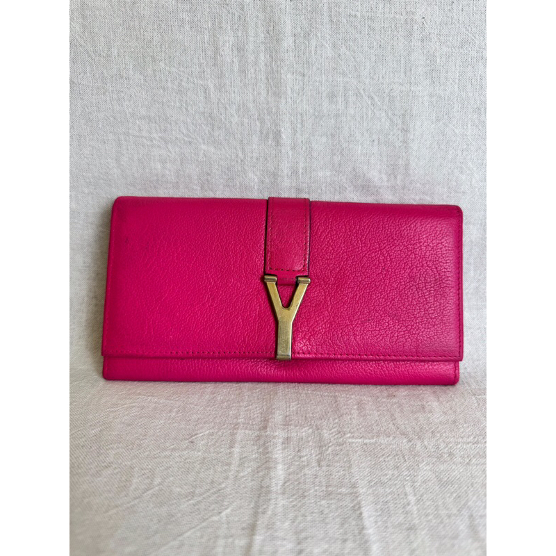 DOMPET/ WALLET SAINT* LAURENT* YSL* PINK LEATHER Y- LIGHNE PRELOVED