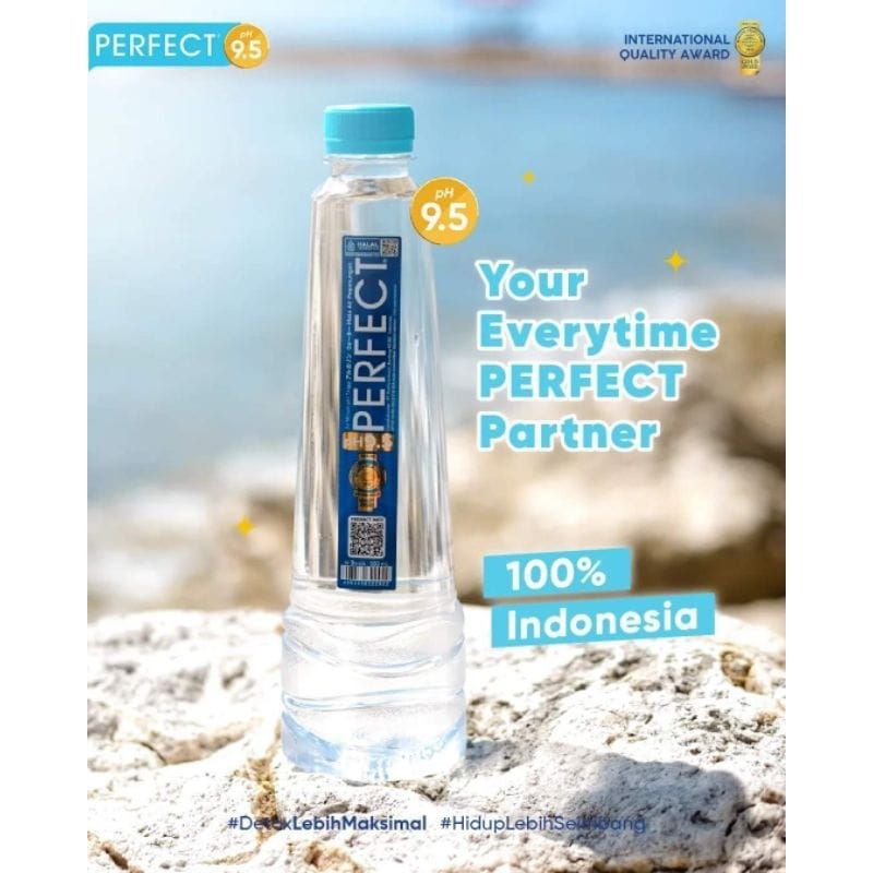 

PERFECT 9.5 ALKALINE WATER. AIR MINUM ALKALI 1 DUS ISI 24 BOTOL ( INSTANT GOJEK GRAB SHOPEE)