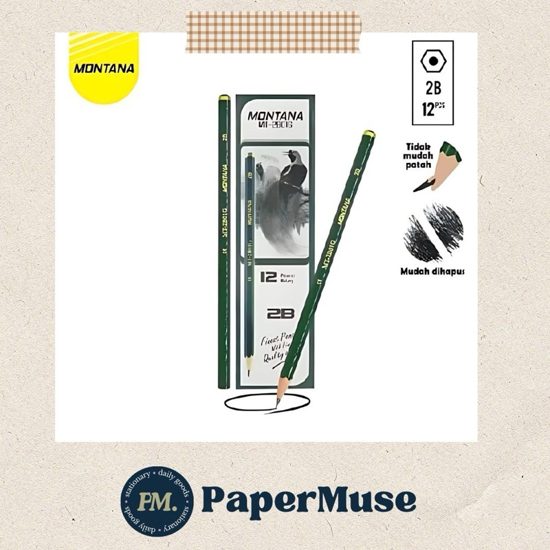 

Pensil 2B isi 12 merek Montana MT-2B0IG