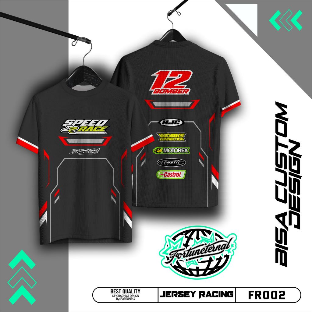jersey team racing kaos racing baju custom bisa ubah nama & nomer start full print unisex FR002