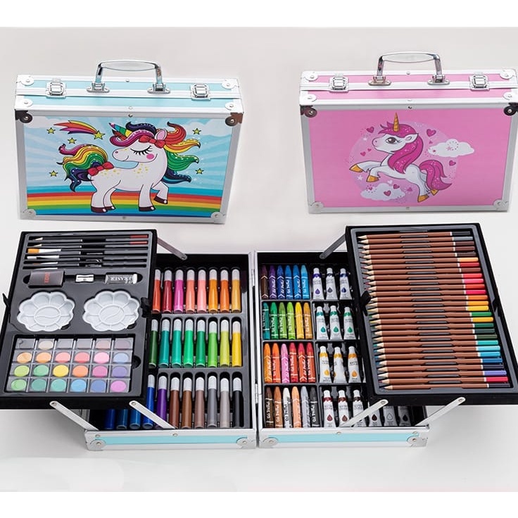 

Pasti Populer WY Crayon Set 145pcs Koper Aluminium Besi Krayon Pensil Warna 145 Pcs Box Alat Lukis Anak Koper Set