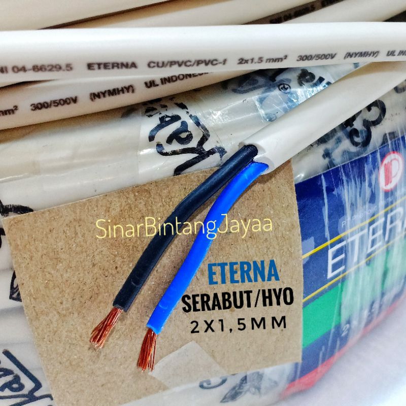 ETERNA Kabel Listrik Serabut 2x1,5 Kabel Hyo 2x1,5 Permeter/Meteran