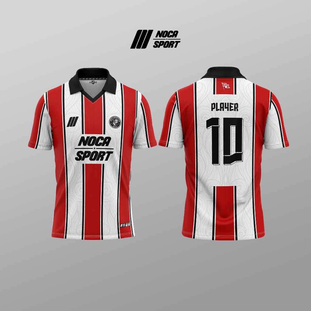 BAJU JERSEY BOLA / FUTSAL FULL PRINTING - MERAH PUTIH - FREE CUSTOM NAMA DAN NOMOR
