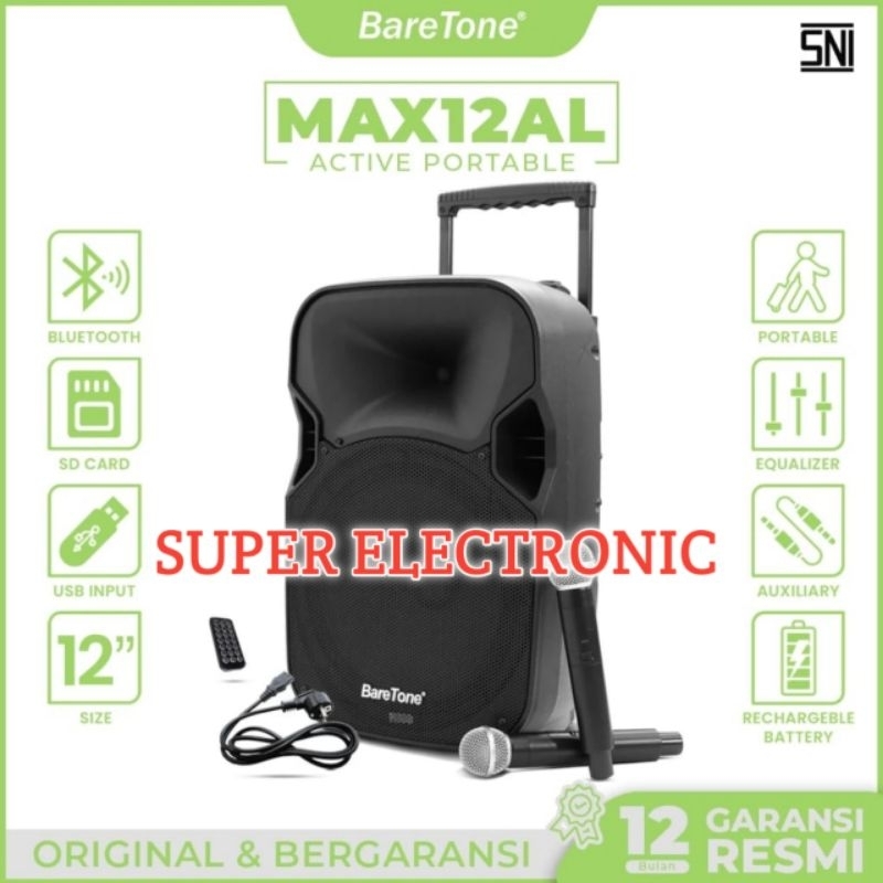 Speaker Portable Baretone Max12al Original Speaker Baretone 12inch Garansi resmi