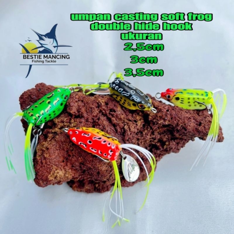 soft frog umpan pancing casting kodok kodokan rumber + spinner  ply fish