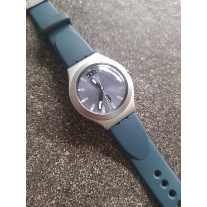 Swatch irony alumunium  jam tangan pria