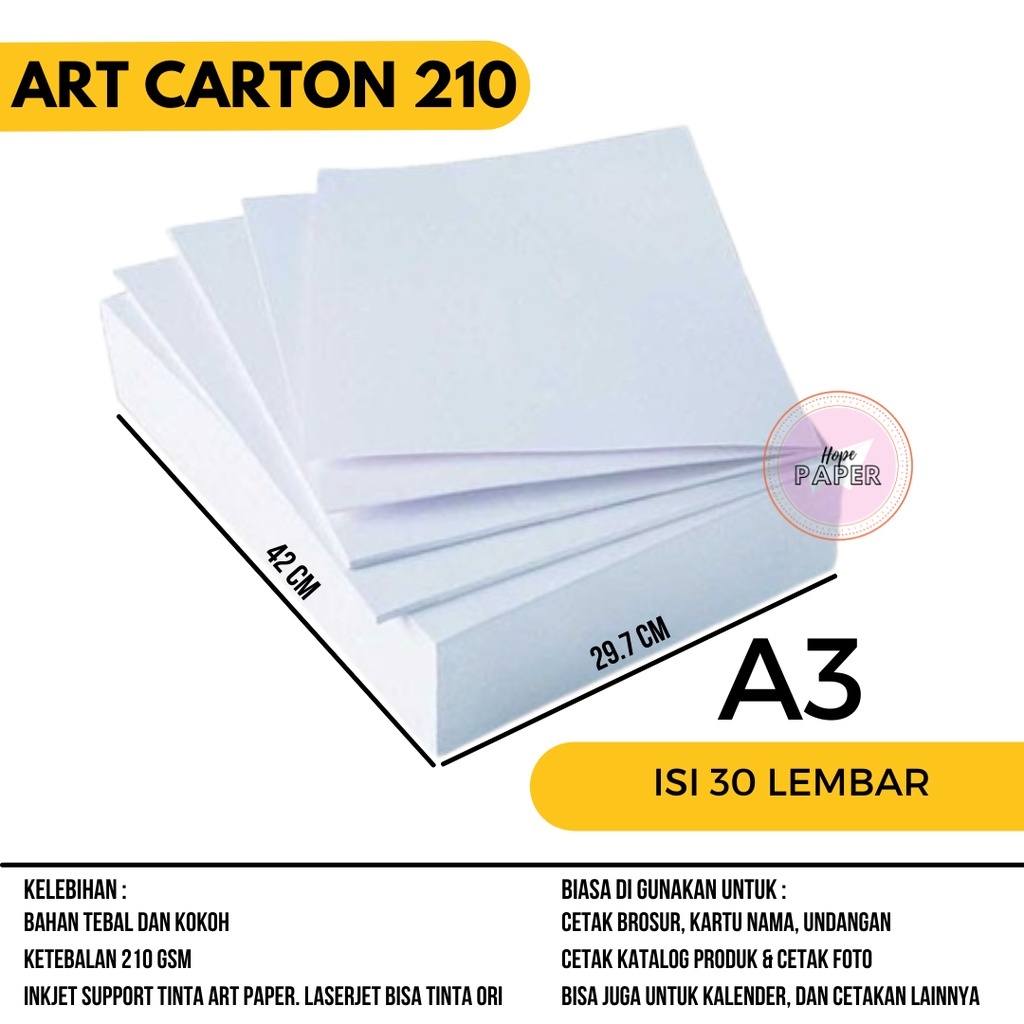 

Kertas Art Carton A3 210 gsm / Art Karton A3 210 gsm Langsung Kirim