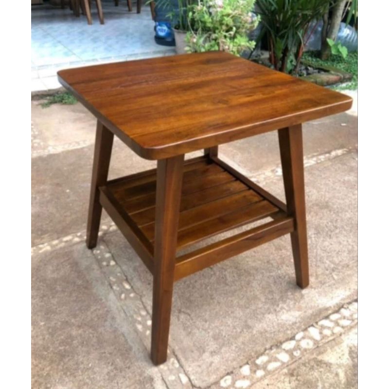 meja teras kotak minimalis kayu jati
