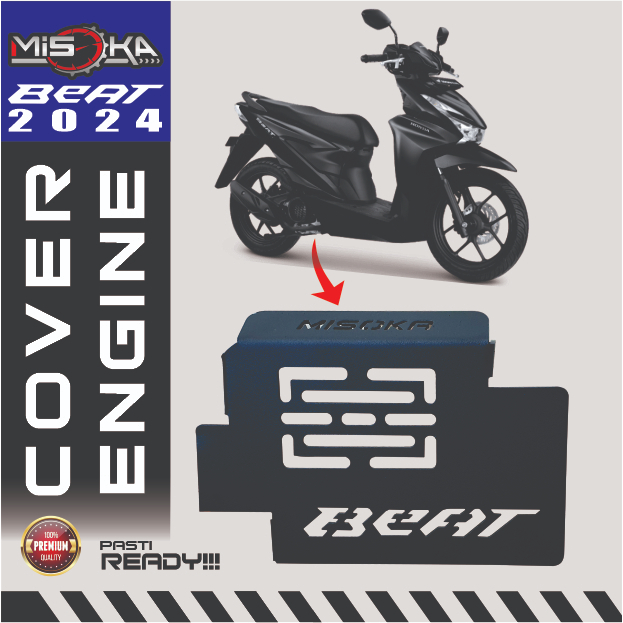 Misoka Cover Engine Beat Deluxe 2024 Street Beat Keyless Besi Pelindung mesin