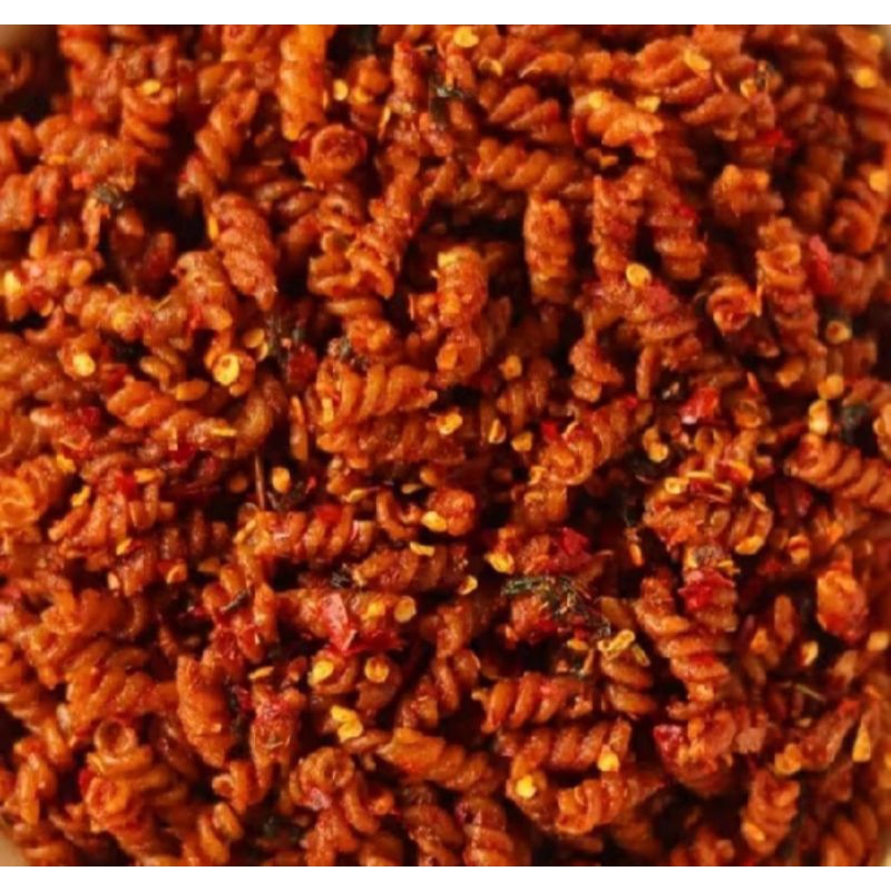 

sebring makaroni spiral/kriwil/uril pedas daun jeruk bumbu melimpah/sebring makaroni spiral/kriwil daun jeruk