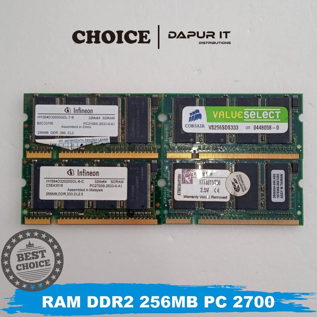 RAM LAPTOP DDR2 256 MB PC 2700