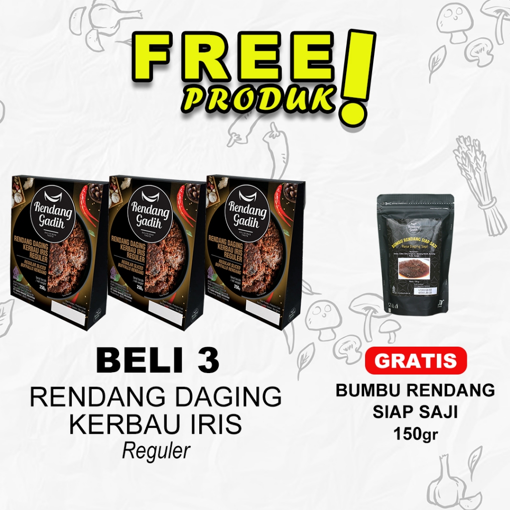 

Rendang Gadih - Paket 3 pcs Rendang Kerbau Iris Reguler (Tidak Pedas) @ 250 g